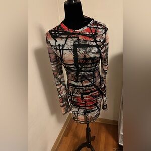 Meshed lined mini dress